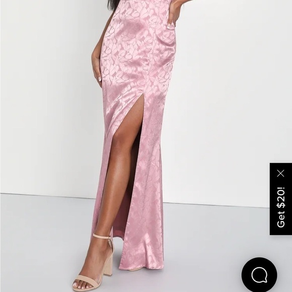 NWT Lulus Chic Personality Mauve Pink Satin Jacquard Mermaid Maxi Dress Size XL - Picture 2 of 6